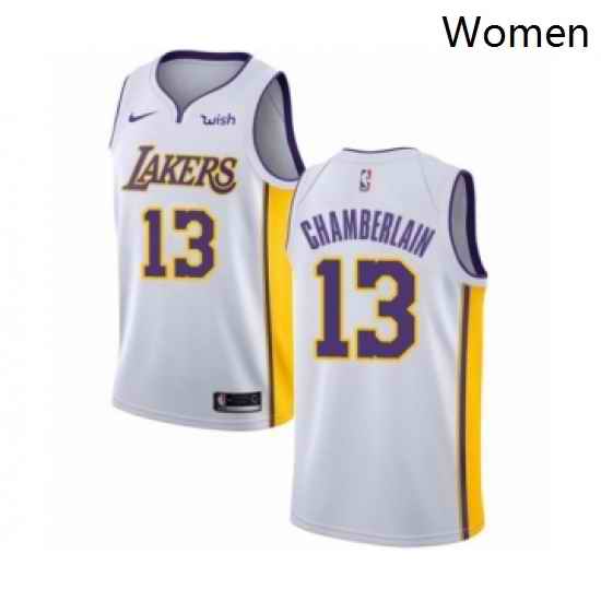 Womens Los Angeles Lakers 13 Wilt Chamberlain Authentic White Basketball Jersey Association Edition
